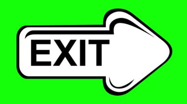 video animasyonu siyah-beyaz çıkış ok şekli, yeşil renkli anahtar arkaplan