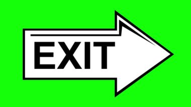 video animasyonu siyah-beyaz çıkış ok şekli, yeşil renkli anahtar arkaplan