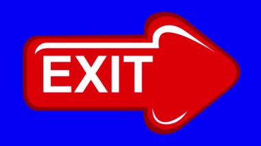 video animasyonu yeşil ve kırmızı renkli ikon çıkış ok şekli, mavi renkli anahtar arkaplan üzerinde