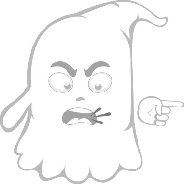 vector illustration character ghost cartoon, with a gesture of the index finger of the hand accusing and condemning clipart