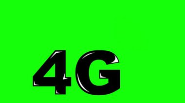 video animasyonu siyah beyaz simge 4G konveksiyon konsepti, yeşil renkli anahtar arkaplan