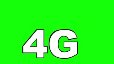 video animasyon çizimi yeşil renkli anahtar arkaplan üzerine siyah-beyaz simge 4G konformasyonu çizer