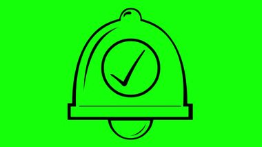 yeşil krom anahtar arkaplan üzerinde etkinleştirilmiş alarm konsepti, işaretli çizim ile video animasyon simge çanı