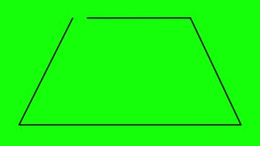 video animation contours of isosceles trapezoid being drawn, on a green chroma key background