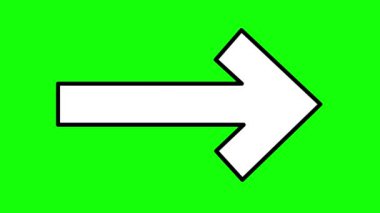 yeşil renkli bir arkaplan üzerinde siyah-beyaz ok sembolü şekli çizen video animasyonu