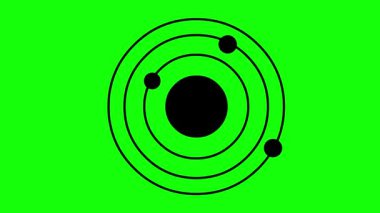 video animasyon siyah ikon yörünge konsepti, yeşil renkli anahtar arkaplan