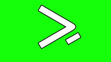 Matematiksel sembolden büyük ya da eşit siyah beyaz çizen video animasyonu, yeşil krom anahtar arka planda