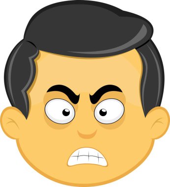 Vektör illüstrasyon sarı emoji karakter erkek, kızgın bir ifadeyle