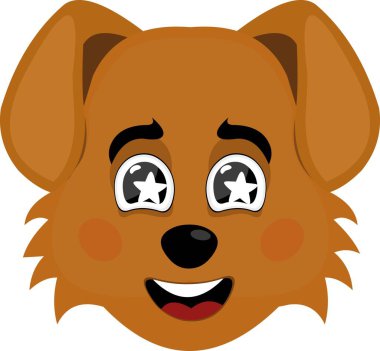 vektör illüstrasyon emoji karakter yüz köpek çizgi filmi, gözlerinde yıldızlar ile hayret