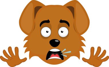 vektör illüstrasyon emoji karakter yüz köpek çizgi filmi, korku ve korku ifadesi ile