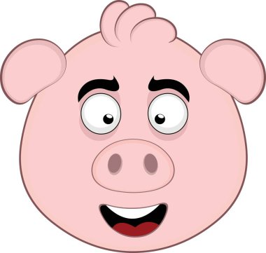 Vektör illüstrasyon emoji karakteri domuz suratlı, neşeli ve gülümseyen bir ifadeyle