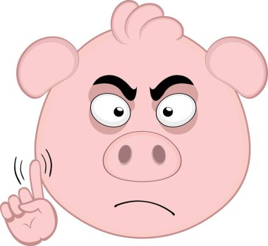 Vektör illüstrasyon emoji karakteri domuz suratlı, el hareketleriyle hayır diyor.
