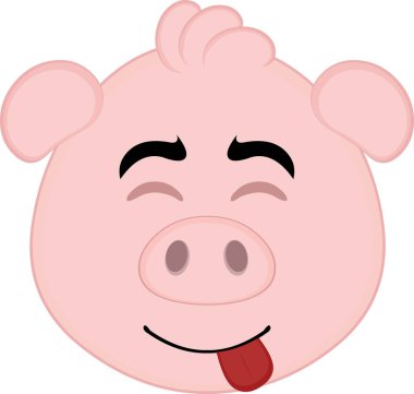 Vektör illüstrasyon emoji karakter yüz domuz çizgi filmi, lezzetli bir ifade ile ne kadar lezzetli