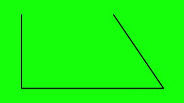 Yeşil renkli bir arkaplan üzerine çizilen dikdörtgen trapezoidin video animasyon hatları