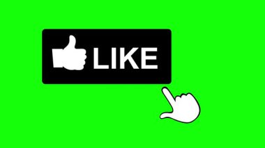 video animasyonu siyah ve beyaz simge yeşil renkli anahtar arka planda, düğme dijital gibi elle dokunmatik ekrana basın