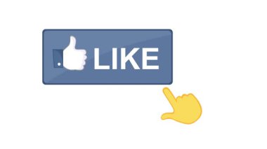 video animasyonu sarı el, beyaz arka planda düğmeye basar gibi dijital düğmeye bas.