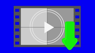 video animasyon simgesi indirme film konsepti, mavi renkli anahtar arka planda