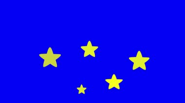 video animasyon yıldızları yüzen konsept, mavi renkli anahtar arka planda