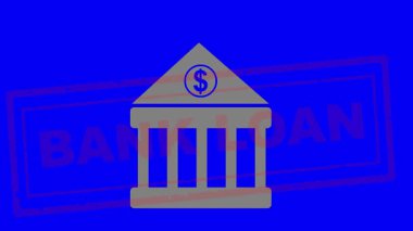 video animasyon ikonu banka kredi konsepti, mavi renkli anahtar arka plan