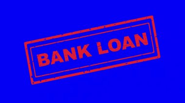 video animasyon simgesi lastik pul banka kredi metni konsepti, mavi renkli anahtar arkaplan