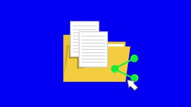 video animasyon simgesi imleç faresine tıklayarak bilgisayar dizini dosya sistemi konseptini, mavi renkli anahtar arkaplan üzerinde