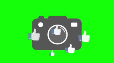 Video animasyon simgesi kavramı, fotoğraf klasik sosyal medya gibi, yeşil renkli anahtar arka planda