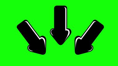 video animasyonu siyah beyaz simge üç ok aynı yeri gösteriyor, yeşil renkli anahtar arkaplan