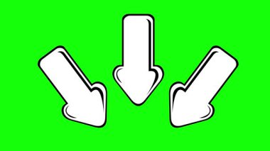 video animasyonu siyah-beyaz simge çiziyor aynı yeri gösteren üç ok, yeşil renkli anahtar arkaplan