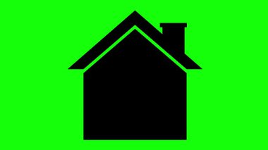 video animasyonu siyah beyaz simge otomasyonu ve akıllı ev konsepti, yeşil renkli anahtar arka plan