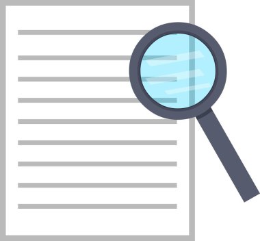 Vektör illüstrasyon simgesi büyütme cam ve bilgisayar belge sistemi, pc dosya kavramını araştırıyor