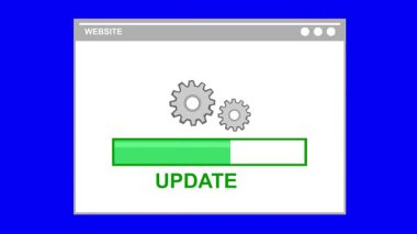 websitesi güncelleme kavramında web tarayıcı simgesi ve yükleme çubuğu mavi renkli bir anahtar arkaplan üzerinde