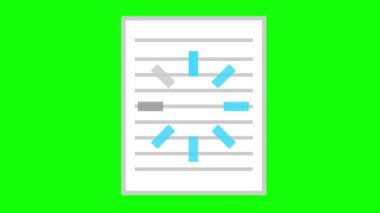 video animasyon simgesi yeşil renkli anahtar arkaplan üzerinde bilgisayar metin dosya sistemi yazılımı yüklüyor