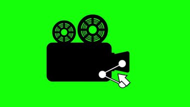 paylaşım düğmesi konsepti üzerinde yeşil renkli anahtar arkaplan üzerinde siyah beyaz simge imleç faresi çizen animasyon