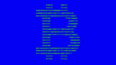 video animasyon bitcoin sembolü ikili kod sisteminden 0 ve 1 numara ile tasarlandı, mavi renkli anahtar arkaplan üzerinde