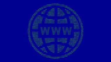 mavi renkli anahtar arkaplan üzerinde 0 ve 1 ikili kod sistemi ile dizayn edilmiş video animasyon İnternet simgesi