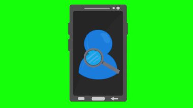 Cep telefonu aygıtı için yeşil renkli anahtar arka planda video canlandırma simgesi arama kişisi
