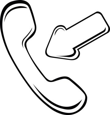 Gelen çağrı konseptinde hareket eden siyah beyaz simge telefon ve ok çizimi