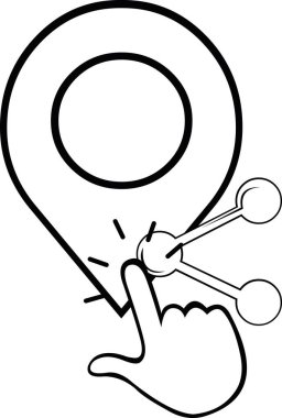 Siyah beyaz konsept simgesi çizen vektör çizimi cep telefonu paylaşım GPS küresel konumlandırma sistemi konumu