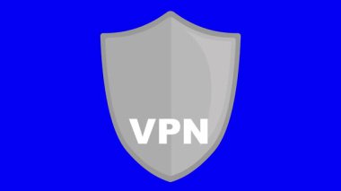 video animasyon konsepti simgesi VPN koruma ağı internet sistemi, mavi renkli anahtar arkaplan