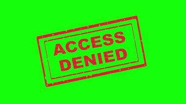 video animasyon erişimi, alfa kanalı sıfıra ayarlanmış şeffaf bir arkaplan üzerinde, metin kırmızı kauçuk pul konsept simgesi reddedildi