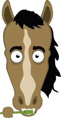 Vektör illüstrasyon karakteri hortum karikatürü, dişlerini diş fırçasıyla fırçalıyor.