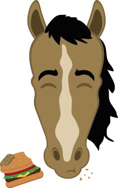 Vektör çizimi karakteri. Hortum karikatürü. Hamburger yiyor.
