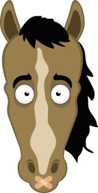 Vektör illüstrasyon karakteri, ağzında yapışkan şeritler olan hortum karikatürü ile sessiz kalma ya da çeneni kapatma kavramına sahiptir.