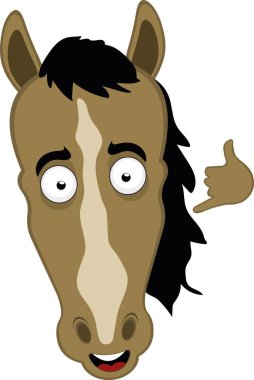 Vektör illüstrasyon karakteri hortum suratlı karikatür, telefonla beni arıyor ya da eliyle jest yapıyor.