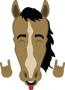 Vektör illüstrasyon karakteri hortum karikatürü, klasik heavy metal hareketini yapıyor ve dilini dışarı çıkarıyor.