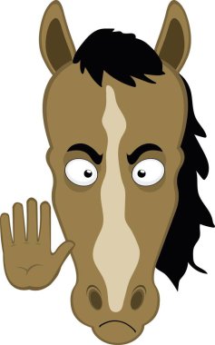 Vektör illüstrasyon karakteri yüz hortum karikatürü, dur eli hareketi ile beş parmağı da gösteriyor.