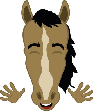 Vektör illüstrasyon karakteri el sallayan el hareketleriyle at suratlı çizgi film