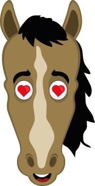 Vektör illüstrasyon karakteri at suratlı, kalp şeklinde gözlere aşık.