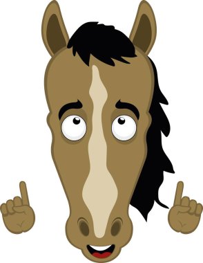 Vektör illüstrasyon karakteri at çizgi filmi gözlemlemesi ve elleri yukarıda