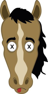 Vektör çizimi karakteri, ölü karakter kavramında şaşı gözlü at çizgi filmi.